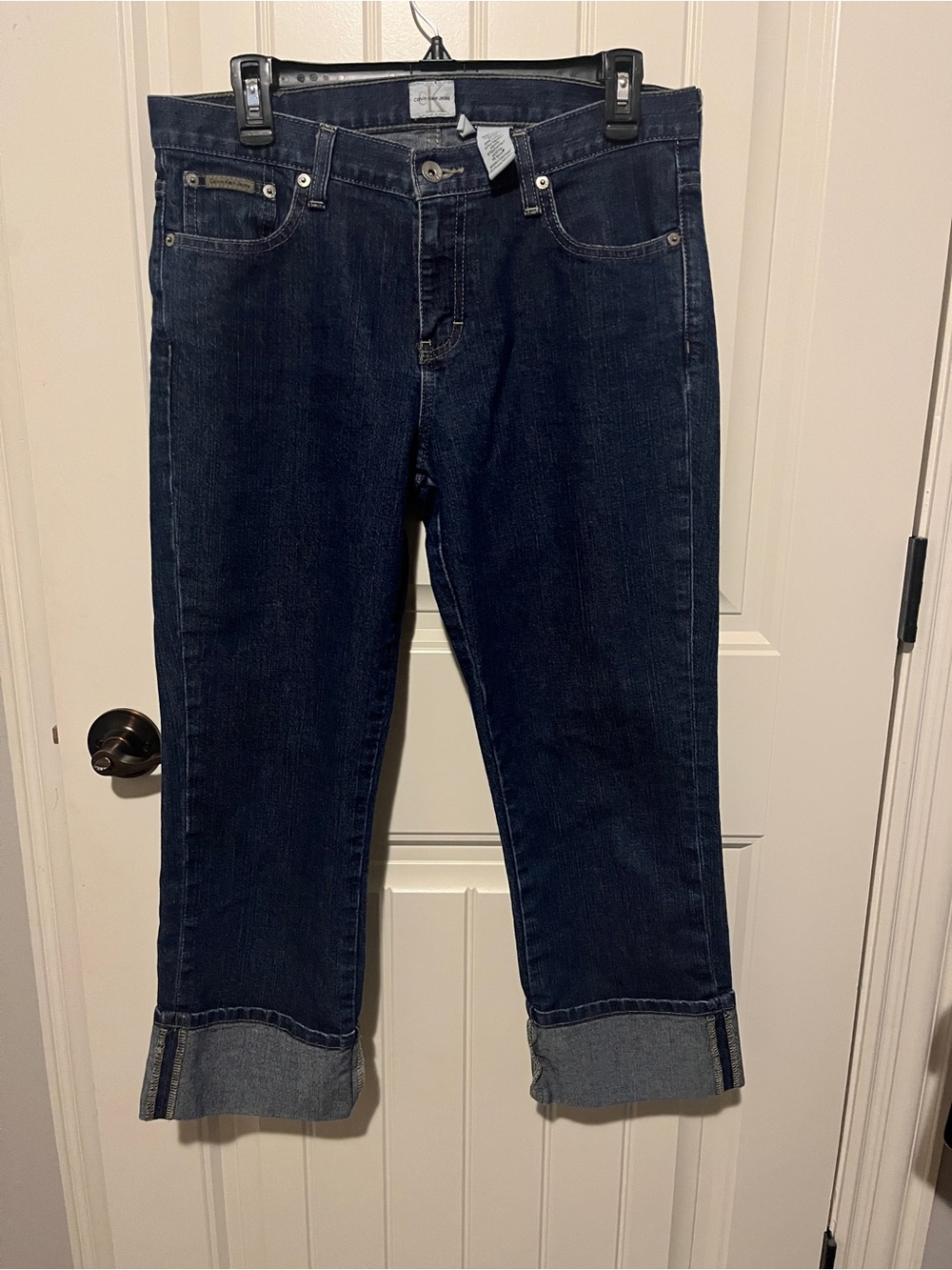 Calvin Klein Dark Blue Cuffed Ankle Jeans